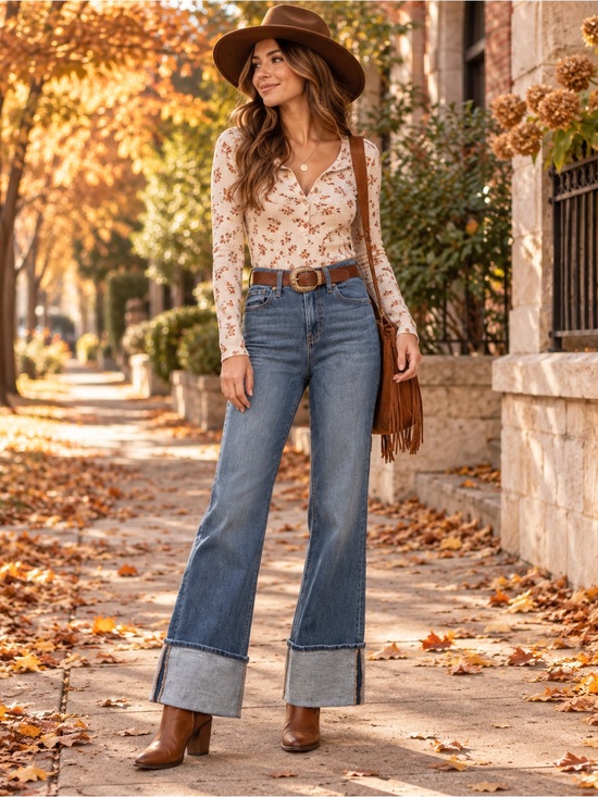 Shyanne Denim - Shyanne Joni High Rise Trouser Jeans 26x32 Wide Cuff Western Boho